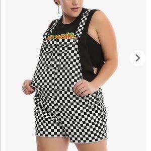 BLACK AND WHITE CHECKERED OVERALLS SHORTS BRAND NEW WITH TAGS